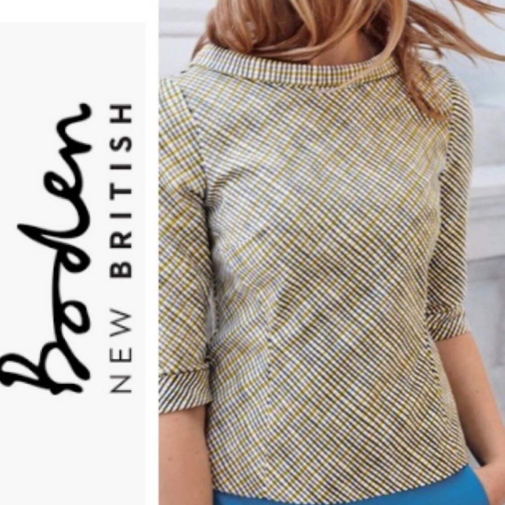 Boden Mia Back Zip Up 3/4 Sleeve Top